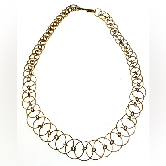 Vintage Unique Gold Tone Graduating Linked Ring Necklace Choker - Picture 3 of 9